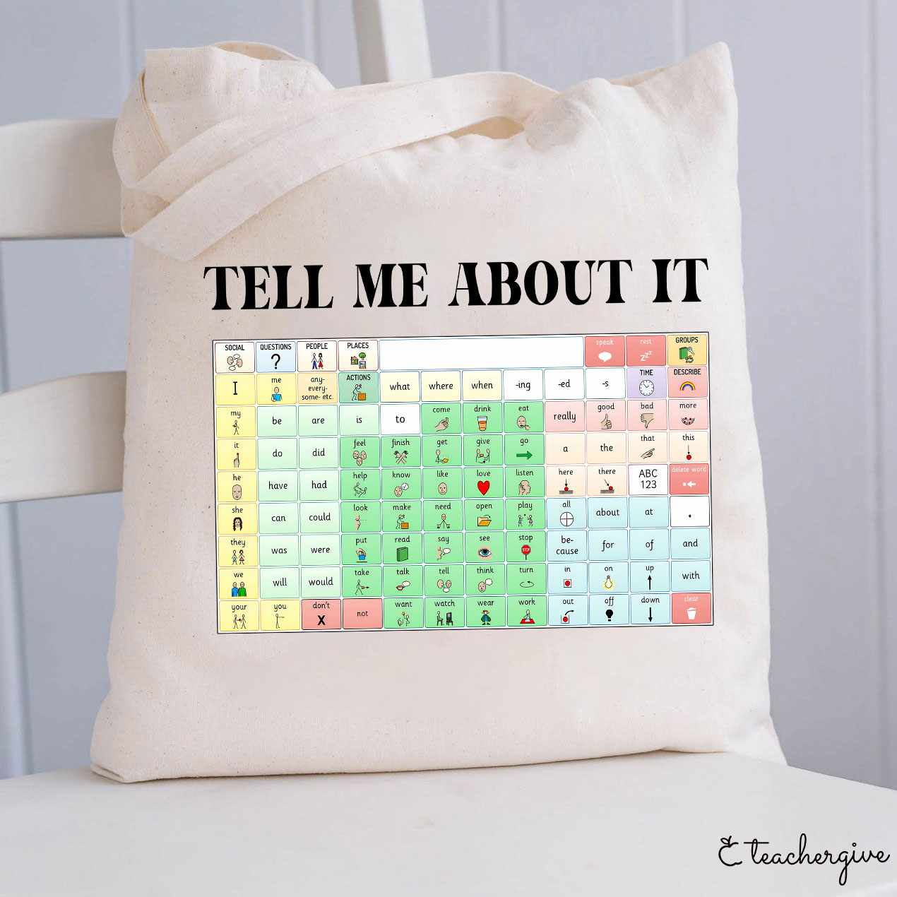 Tell Me About It Teacher Tote Bag-Teachergive
