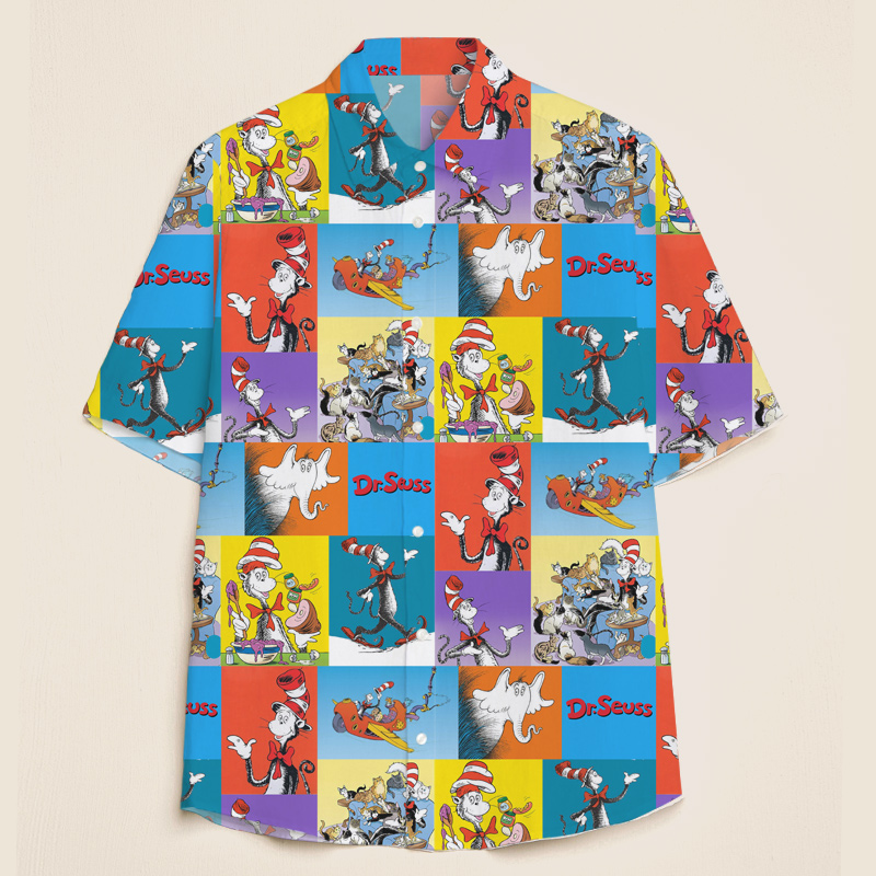 Colorful Cartoon Characters Teacher Short Sleeve Shirt