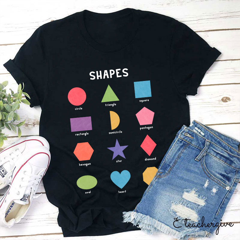 Twelve Colorful Shapes Teacher T-Shirt
