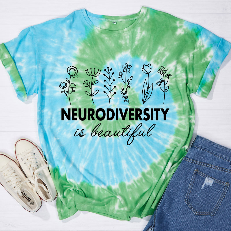 Neurodiversity Is Beautiful Teacher Tie-dye T-Shirt