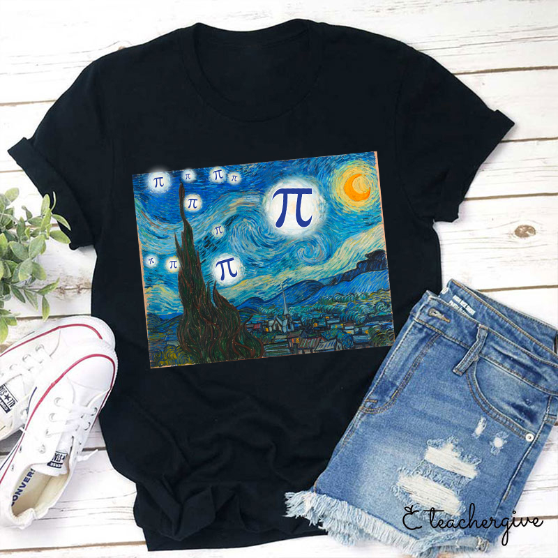 Starry Night With Pi Teacher T-Shirt