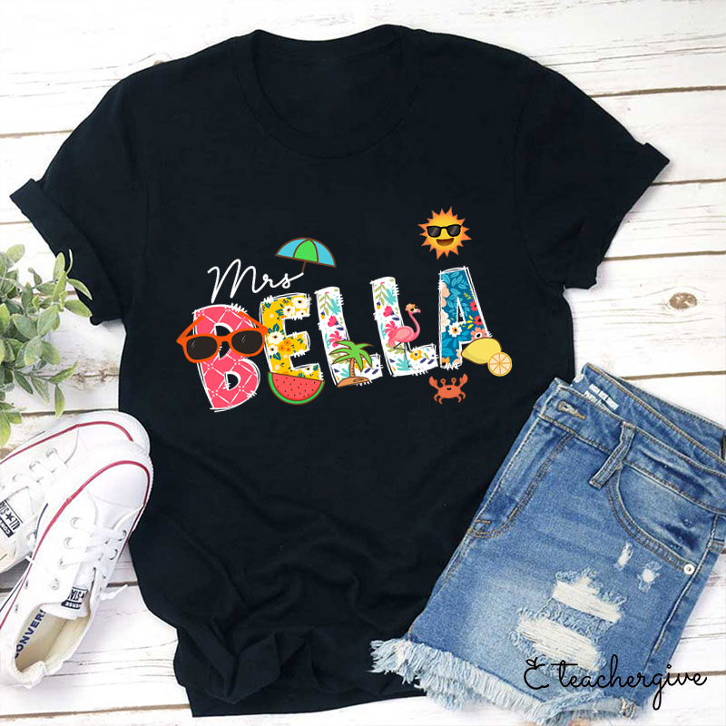 Personalized Name Summer Teacher T-Shirt