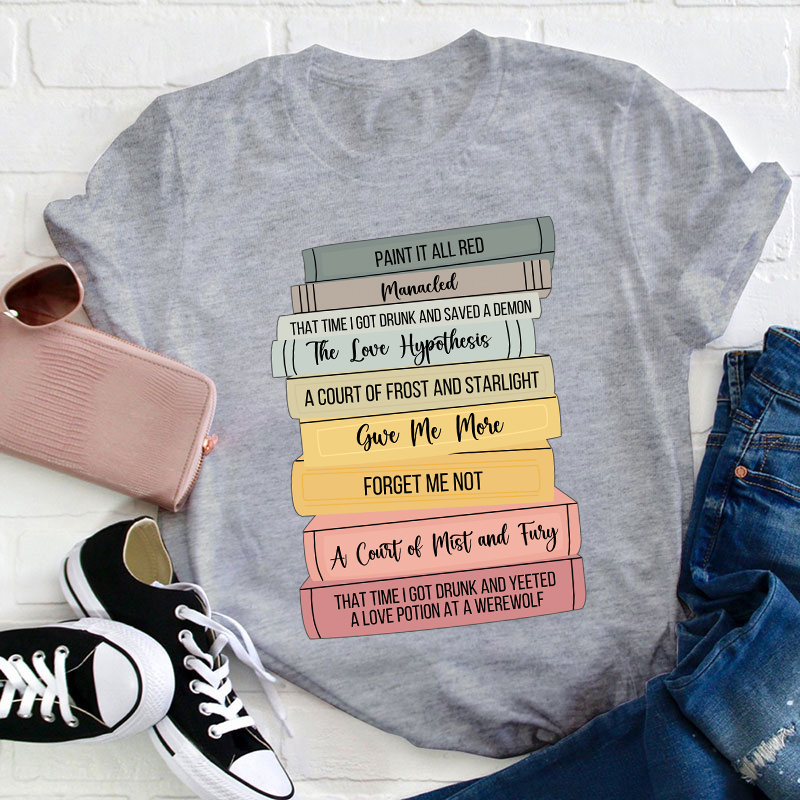 Personalized Stack Of Books Teacher T-Shirt