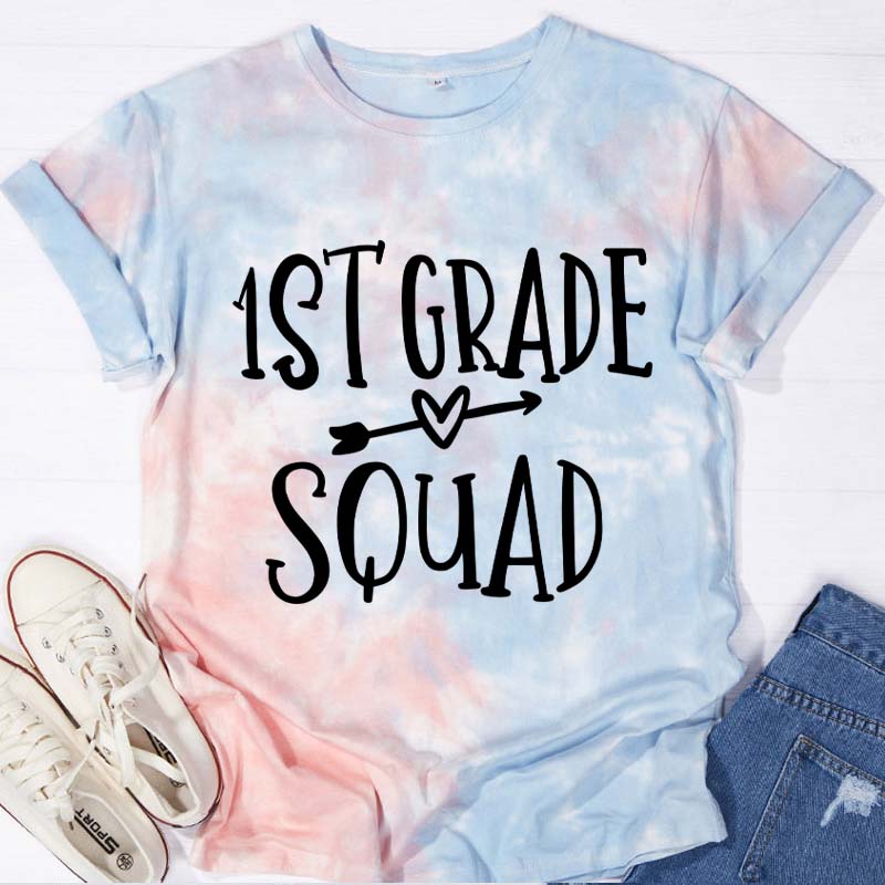 Personalized First Grade Kinder Squad Teacher Tie-dye T-Shirt