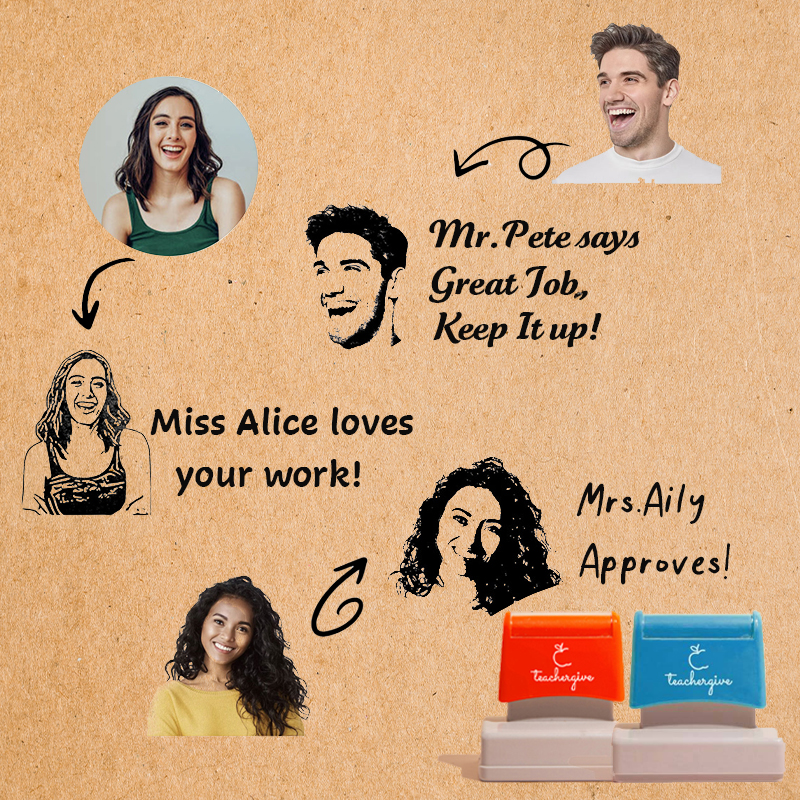 Personalized Face Stamp Teacher Large Rectangle Stamp