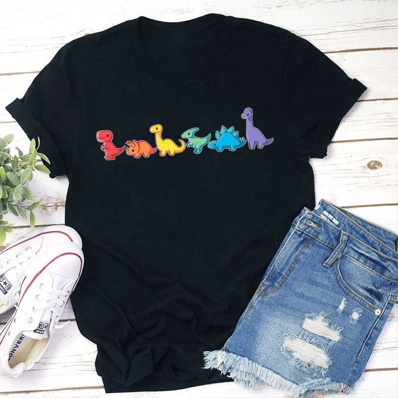Animal World Dinosaur Turtle Rhinoceros Teacher T-Shirt