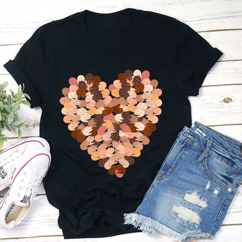 Color Mosaic Heart Teacher T-Shirt