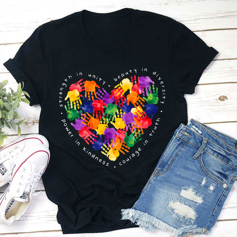 Colorful Little Hands Form A Love Heart Teacher T-Shirt