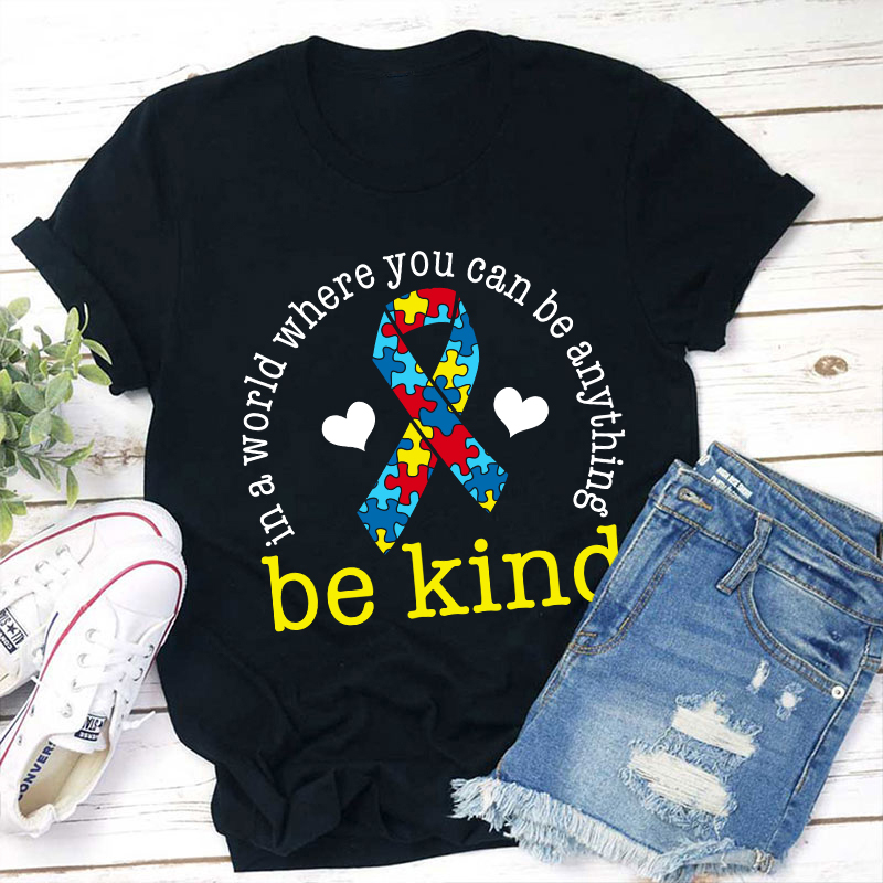 Be Kind In A World Where You Can Be Anything Teacher T-Shirt
