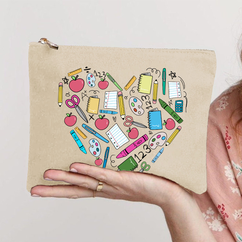 Teacher Heart Makeup Bag