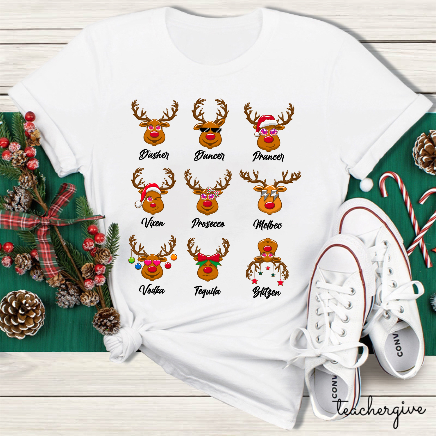 Santa's Reindeer Teacher T-Shirt