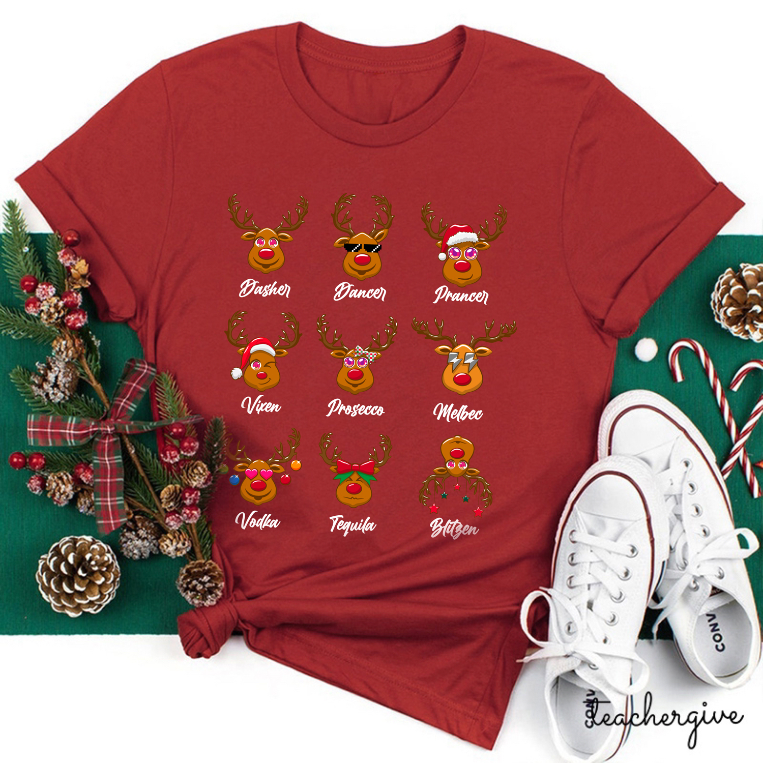 Santa's Reindeer Teacher T-Shirt