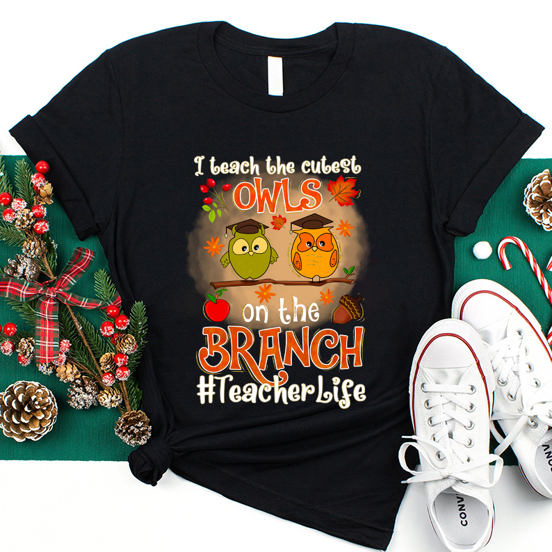 I Teach The Cutest Owls On The Branch Teacher T-Shirt