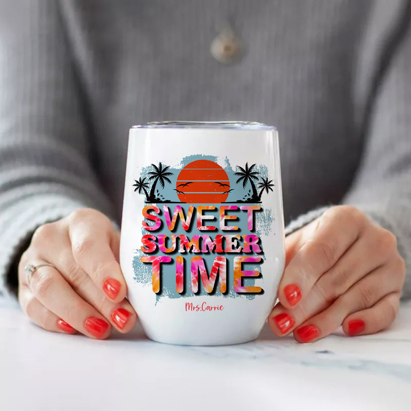 Personalized Sweet Summer Time Wine Tumbler