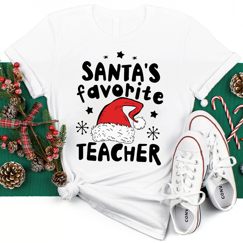 Santa's Favorite Teacher Christmas Teacher T-Shirt
