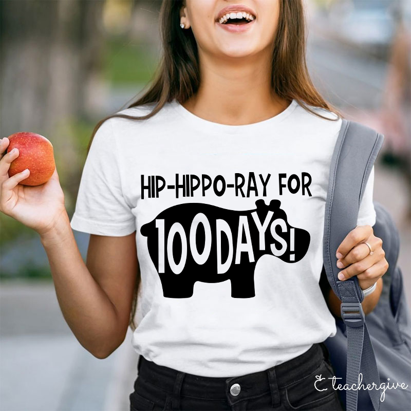 Hiphipporay For 100 Days Teacher T-Shirt