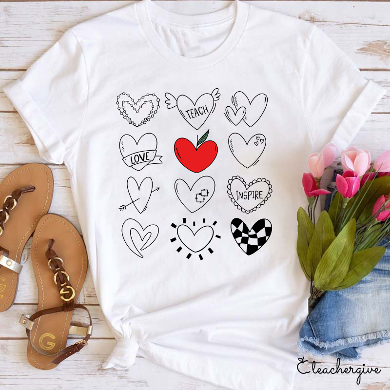 Teach Love Inspire Heart Collection Teacher T-Shirt