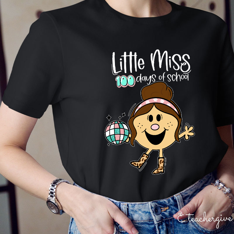 Special Designed Little Miss 100 Days Of School Teacher T-Shirt