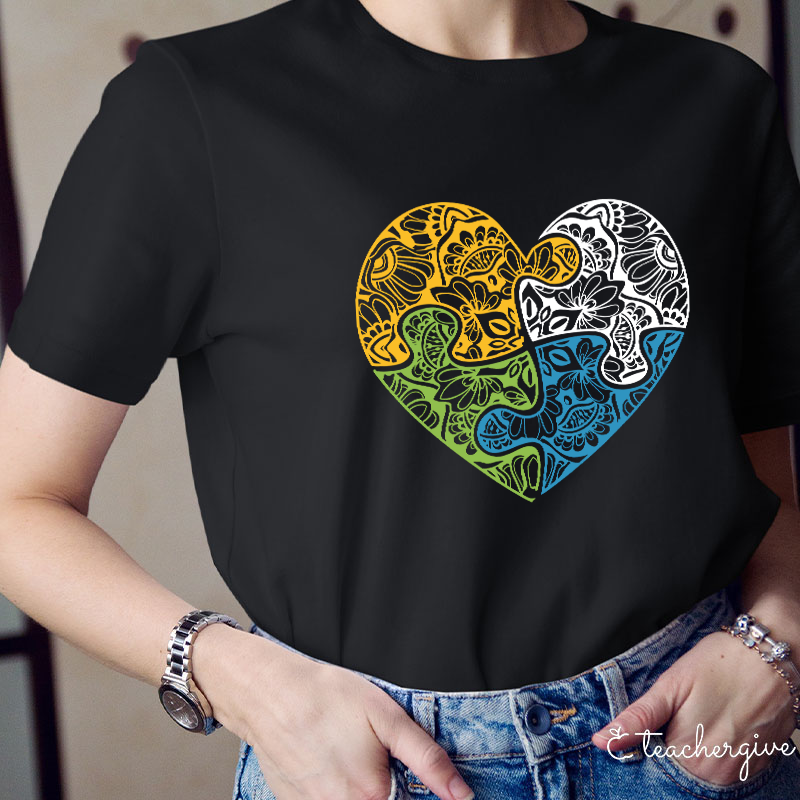 Puzzle Heart SLP Teacher T-Shirt