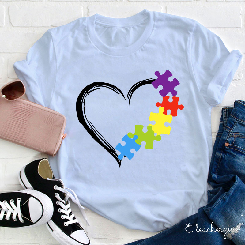 Puzzle Of Love Teacher T-Shirt