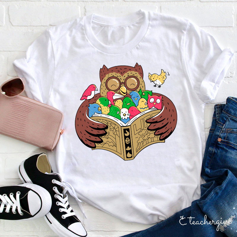 Owl Reading Education For All Teacher T-Shirt