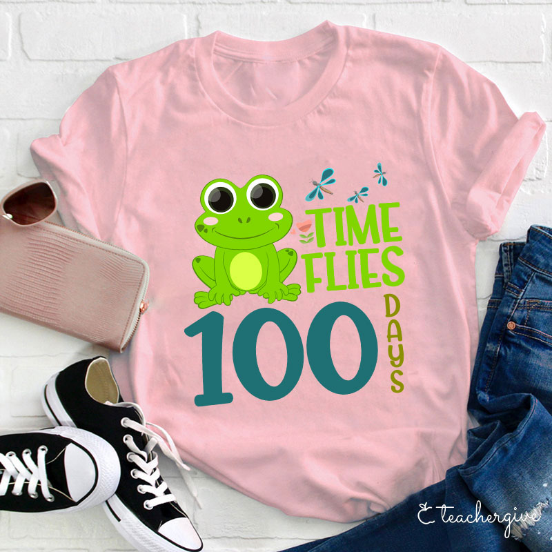 Time Flies 100 Days Teacher T-Shirt
