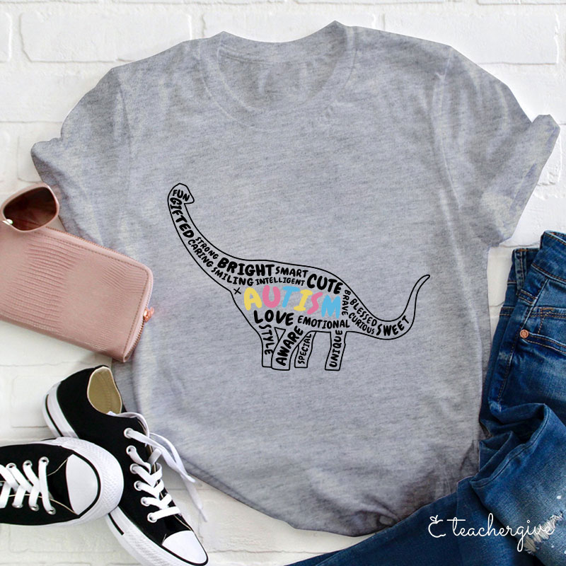 Bright Smart Cute Brave Autism Teacher T-Shirt