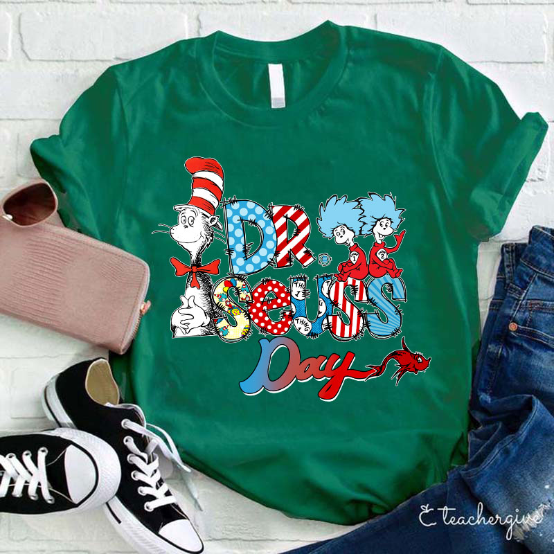 Dr. Seuss Day Cat Things Red Fish Teacher T-Shirt