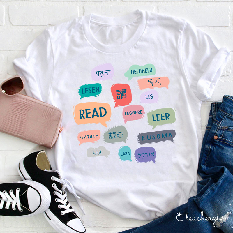 Read In Various Languages Teacher T-Shirt