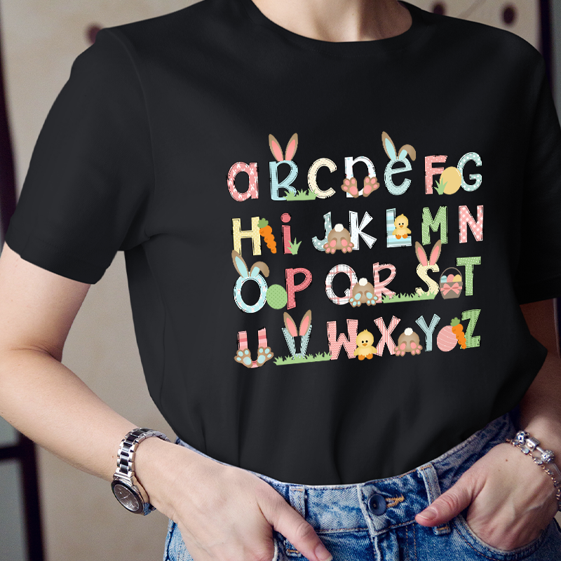 Bunny Chicken Alphabet Teacher T-Shirt