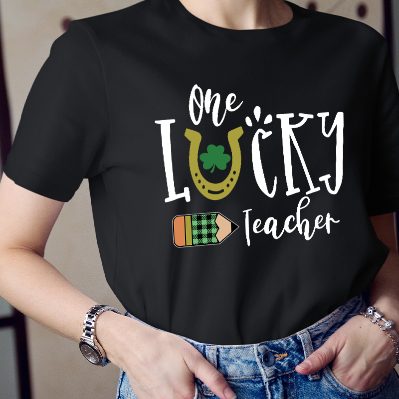 One Lucky Teacher Pencil Teacher T-Shirt