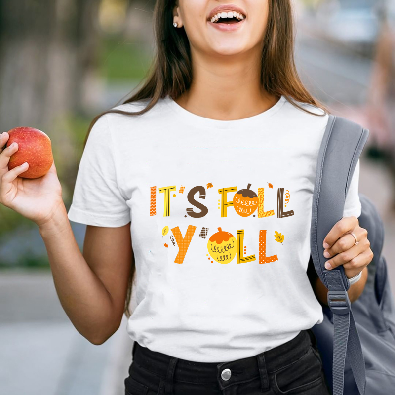 It's Fall Y'all Maple Leaf Teacher T-Shirt