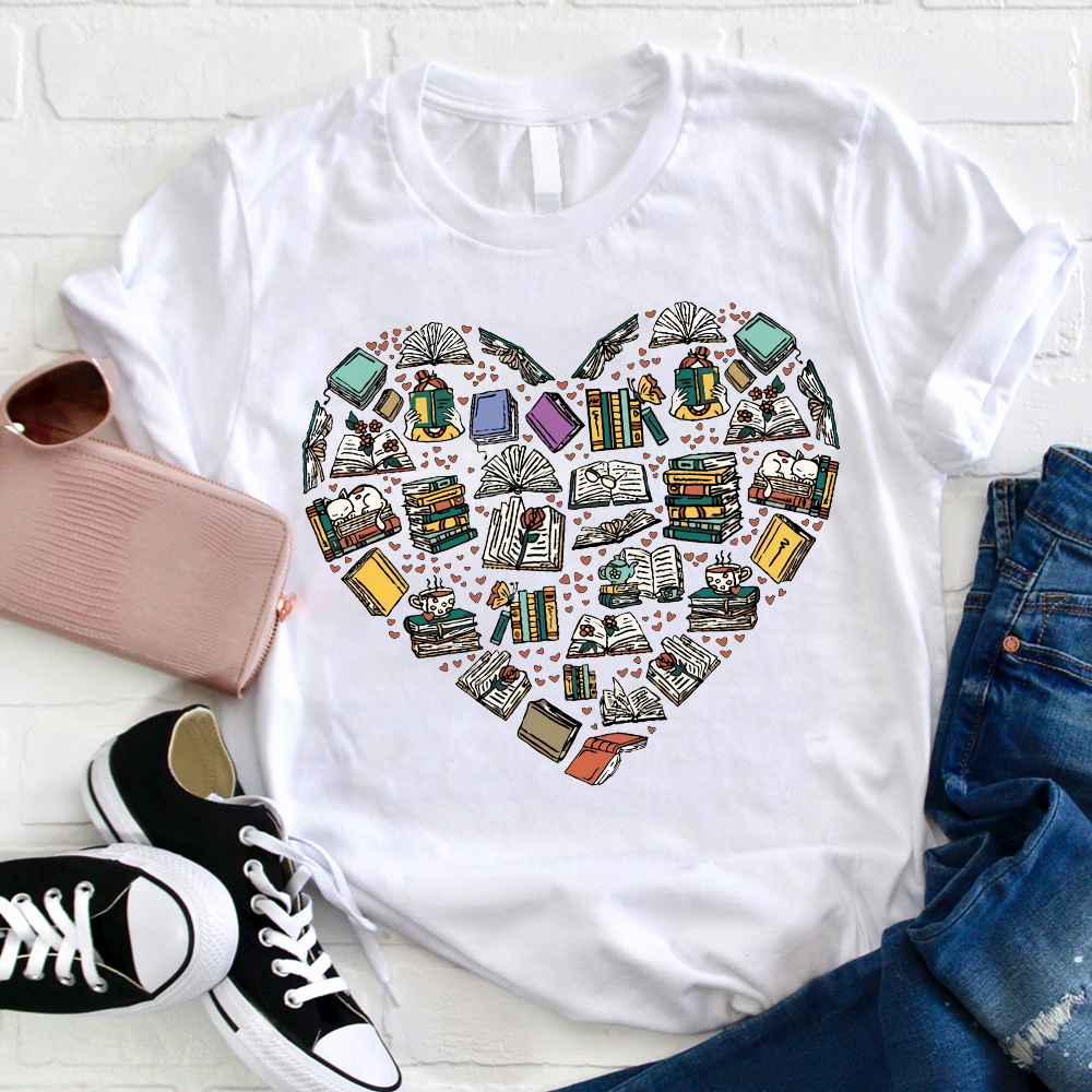 Book Heart World Of Books Teacher T-Shirt