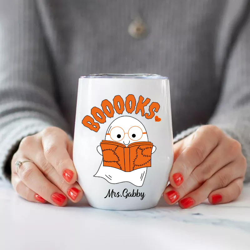 Personalized Booooks Cartoon Wine Tumbler