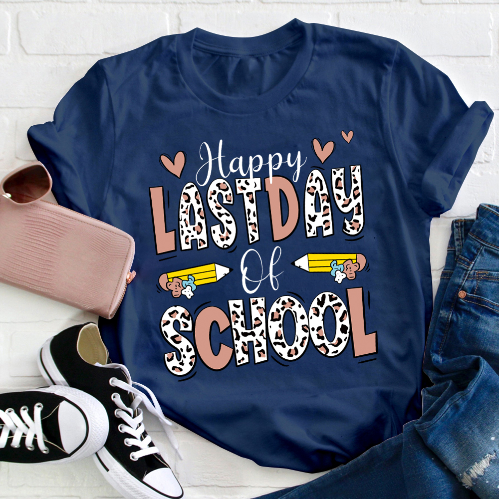 Happy Last Day Of School Leopard Print T-Shirt