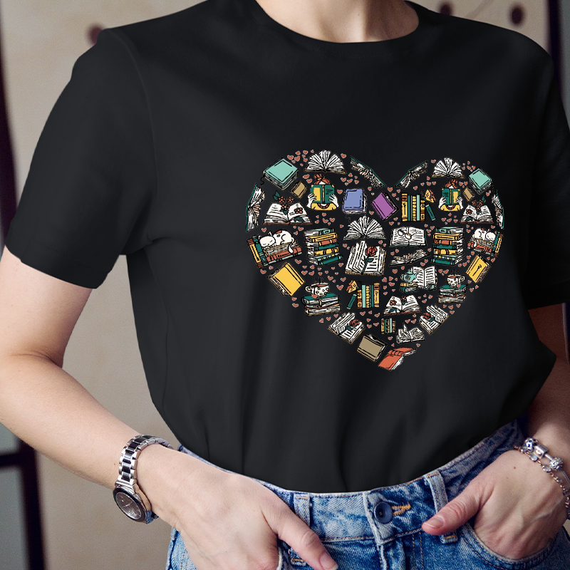 Book Heart World Of Books Teacher T-Shirt