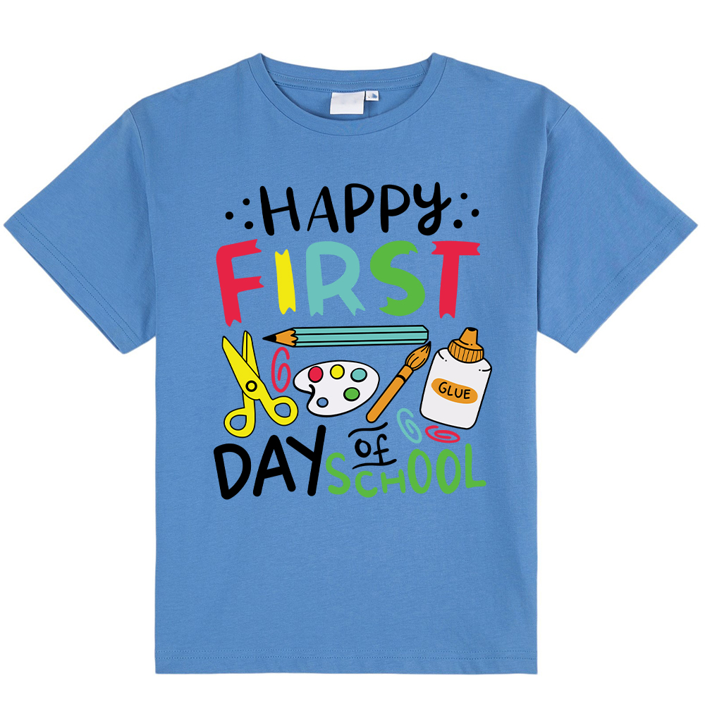Happy First Day Of School Pigment Kids T-Shirt