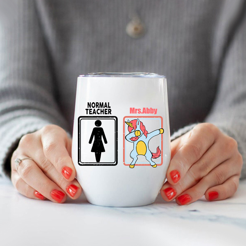 Personalized Unicorn Funny Teacher Wine Tumbler