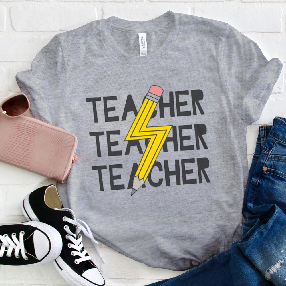 Teacher Pencil Lightning  T-Shirt