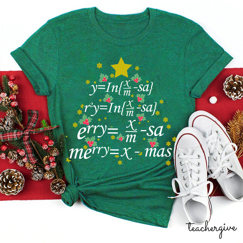 Merry Christmas Math Equation Teacher T-Shirt
