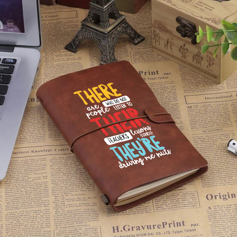 There Their They're Faux Leather Notebook