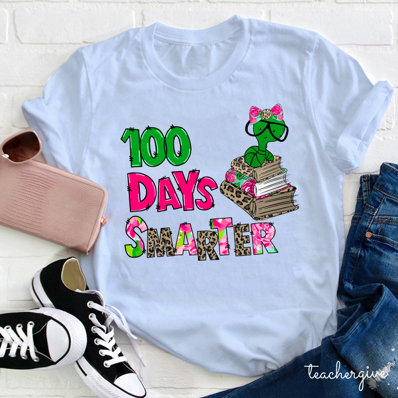 Bookworm 100 Days Smarter Teacher T-Shirt