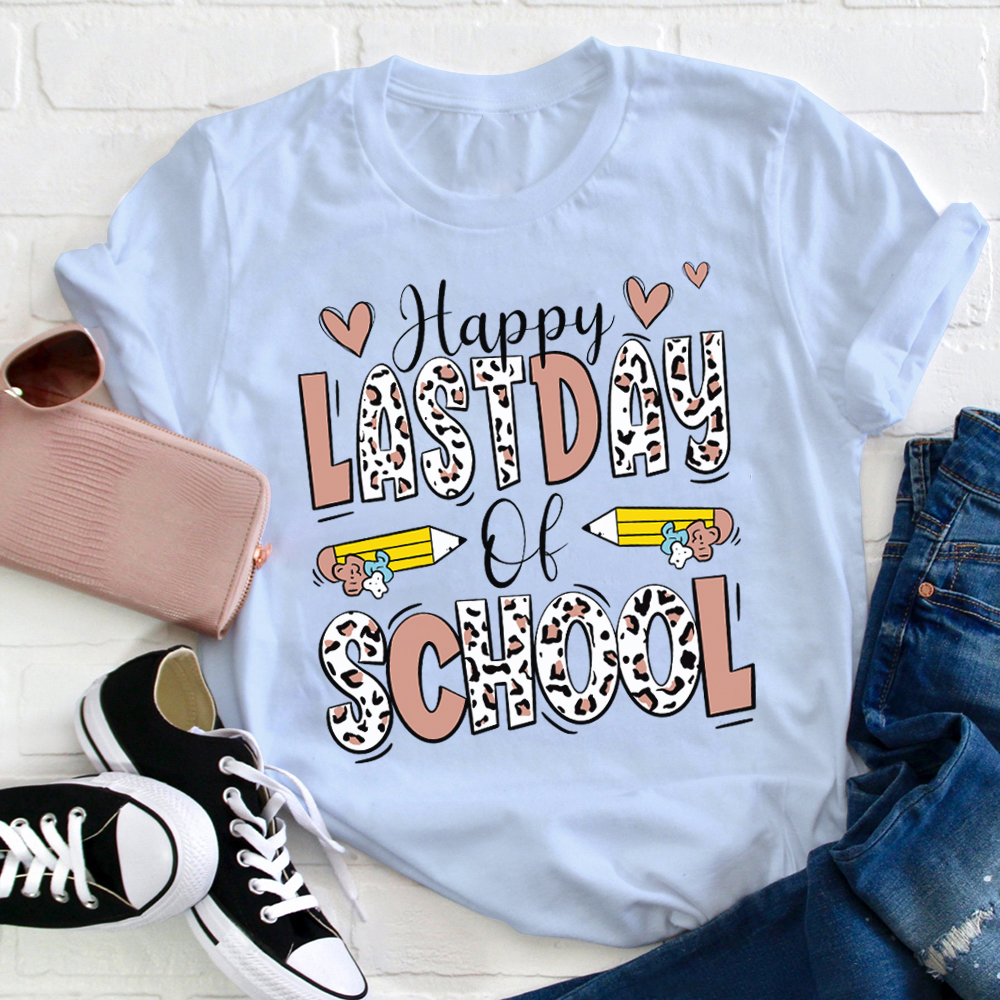 Happy Last Day Of School Leopard Print T-Shirt