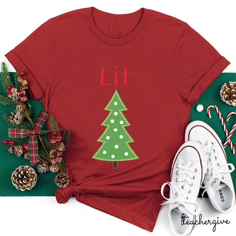 Lit Christmas Tree Teacher T-Shirt