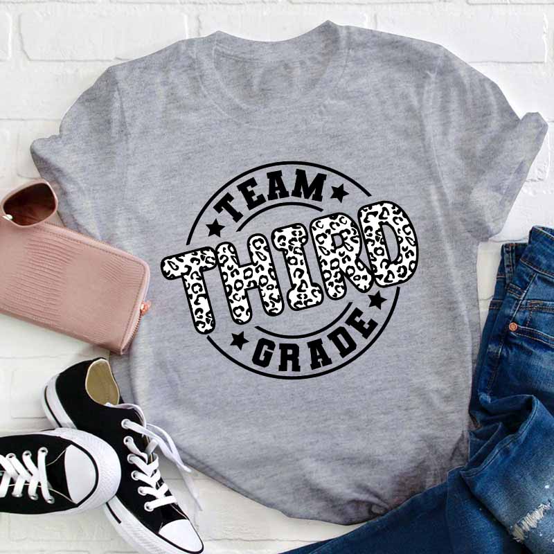 Personalized Grade Team Leopard Teacher T-Shirt