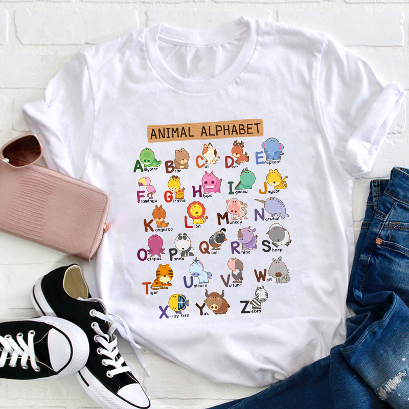 LatestAnimal Alphabet Teacher T-Shirt for Sale-Teachersgram