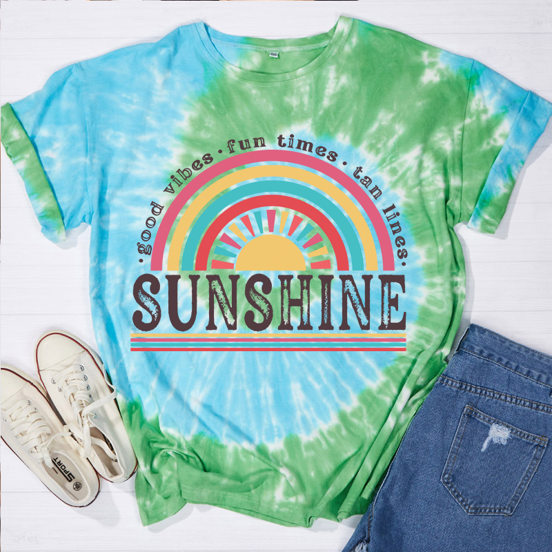 Good Vibes Fun Times Tan Lines Tie-dye T-Shirt