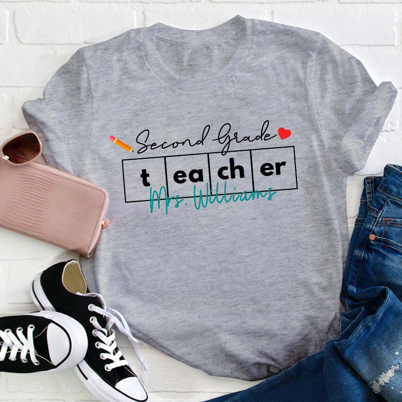 Personalized Name And Grade Teacher T-Shirt