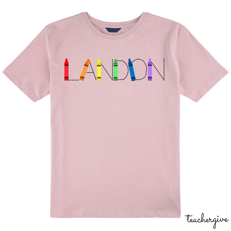 Personalized Name Crayons Letters Kids T-Shirt