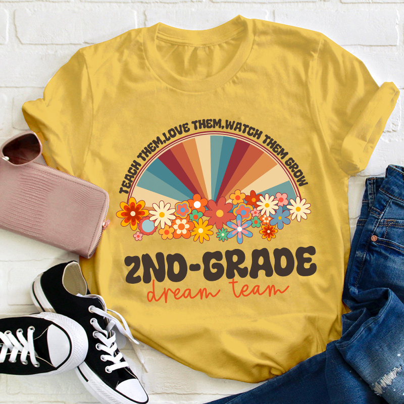 Personalized Teach Love Watch Them Grow Teacher T-Shirt
